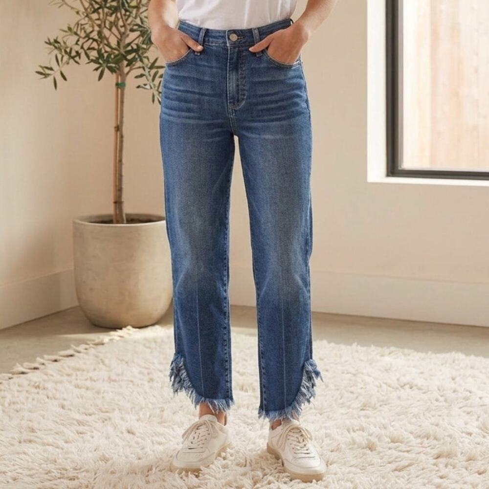 Paige Hoxton Fringe Straight Crop Jeans 26 / 2